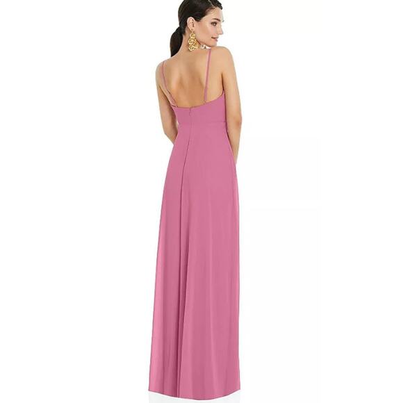 Lovely Adjustable Strap Wrap Bodice Maxi Dress with Front Slit Pink Size 2R - Picture 2 of 12